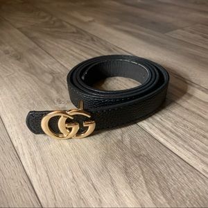 Gucci Style Belt Women’s Black Leather Double G Thin Style